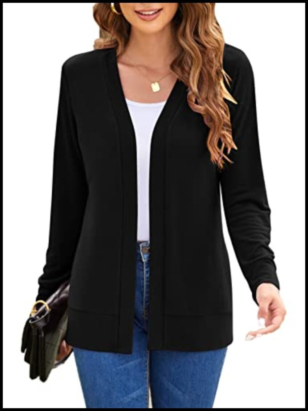 Womens Long Sleeve Open Front Knit Cardigan Lightweight Casual Comfy Sweater